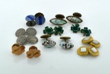 Lot of Vintage Cufflinks—Enameled, Gold-Topped, Mother of Pearl & Pewter