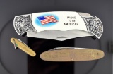 Knoxville, TN World's Fair Knife, 3.5” Stainless Blade Lockback (Flag), Keychain Knife