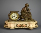 Antique Marble Base Clock with Ormolu Ornamentation