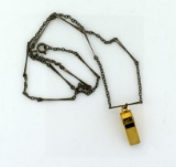 Small Brass Working Whistle on 20” Chain