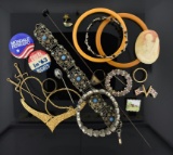 Lot of Costume Jewelry & Two Political Pinback Buttons