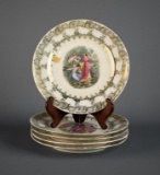 Five Royal Bavarian Germany Hand Painted & Gilded Cabinet Plates