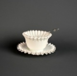 Fenton Silver Crest Mayonnaise Bowl, Underplate and Glass Ladle
