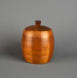 Vintage Oak Wood & Ceramic Biscuit Barrel or Tobacco Humidor