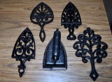 Lot of Old Iron Trivets and A FlatIron