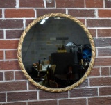 Vintage Carved Gilt Wood Frame Round Mirror