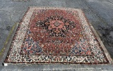 Vintage Persian Heriz Handknotted Wool 10.5' x 14' Carpet