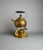 Antique Brass Teapot on Stand with Warmer