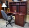 Sauder Mahogany Finish Computer Workstation Desk & Hutch,