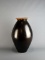 Tall 19” Ceramic Hearth Vase, Coffee Color, Woven Basketry Style Rim