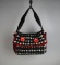 Handmade Black/White/Red Felted Hand Bag w/ Webbed Handles