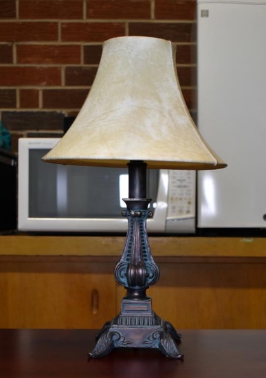 Contemporary Desk Lamp, Leatheresque Shade