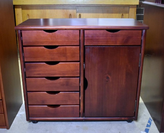 Contemporary Rolling Printer Credenza Stand with Drawers