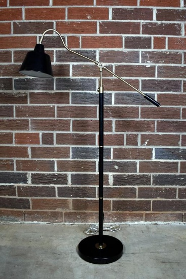 Contemporary Flexible Height Metal Floor Lamp, Black Finish, Foot Switch