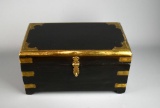 Vintage Brass Mounted Dark Stained Wooden Box