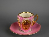 Vintage Rose Lusterware & Gilt Demitasse Cup & Saucer