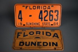 Two Vintage 1960s Florida License Plate Tags
