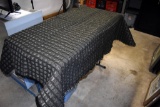 Woven Black Gold & Dark Green Tablecloth, 50 x 68”