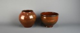 Studio Pottery Rust Red Glaze 6” Jar & Bowl