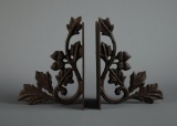 Pair of Acorn & Oak Leaves Black Metal Bookends