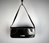 Kenneth Cole New York Black Leather Shoulder Handbag w/ Contrasting Stitching