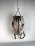 Casual Gray Pebbled Leather Look Backpack