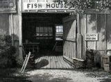 So. Carolina Artist Jim Harrison “Fish House” Print, Signed in Print, Nicely Framed