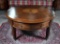 Contemporary Cherry Round Coffee Table with Sunburst Marquetry Top, Caster Feet