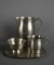 Vintage International Pewter Service: Juice Pitcher, Sugar & Creamer & Under Tray