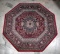 Octagonal Red, Blue, Cream Oriental Rug by Pasha, Turkey