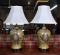 Pair of 32” H Ceramic Lamps w/ Pineapple Motif & Linen Shades