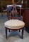 19th C. Victorian Eastlake Mahogany Hall Chair with Upholstered Seat & Front Casters