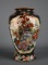 Oriental Black, Rust, Blue 10” H Moriage Vase