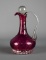 Cranberry Art Glass Cruet 6.5” H w/ Clear Glass Stopper