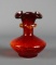 Small Amberina Crackle Glass Vase w/ Applied Collar