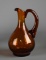 Brown Amber Glass Cruet and Lace-Edge Footed Vase