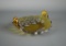 Vintage Silver City Amber Glass “Flanders” Silver Overlay Double Handle Dish
