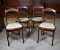 Four Victorian Mahogany Side Dining Chairs, Rose Carved Crest Rail, Stud Trimmed Seats