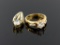 Faux Diamond & Gold Ring & Slide Pendant, 14K HGE (Electroplate), Size 7.25