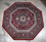 Octagonal Red, Blue, Cream Oriental Rug by Pasha, Turkey