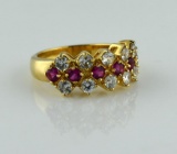 Cocktail Ring with Synthetic Purple Sapphires, Metal is 14K HGE (Electroplate), Size 7.25