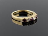 Ring with Synthetic Rubies, Metal is 14K HGE (Electroplate), Size 7