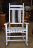 White Cracker Barrel Slat & Spindle Rocking Chair with Pads