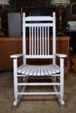 White Cracker Barrel Slat & Spindle Rocking Chair with Pads & Pillow