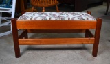 Vintage Cherry Bench with Upholstered Padded Seat