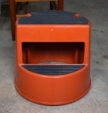 Orange & Black Metal Kick Step Stool