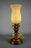 Contemporary Amber Crackle Glass Boudoir Lamp
