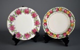 Two Gladstone Bone China 8” Plates “Rosemary” & “Rose & Violets”, England