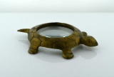 Figural Turtle Desk Magnifying Glass with Brass Frame