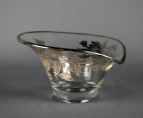 Vintage Silver City Clear Glass “Flanders”  Silver Overlay Bowl